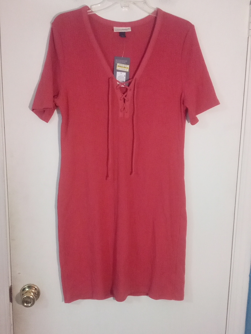* Universal Thread Lace-Up V‑Neck Dress Stadium Red Large NWT